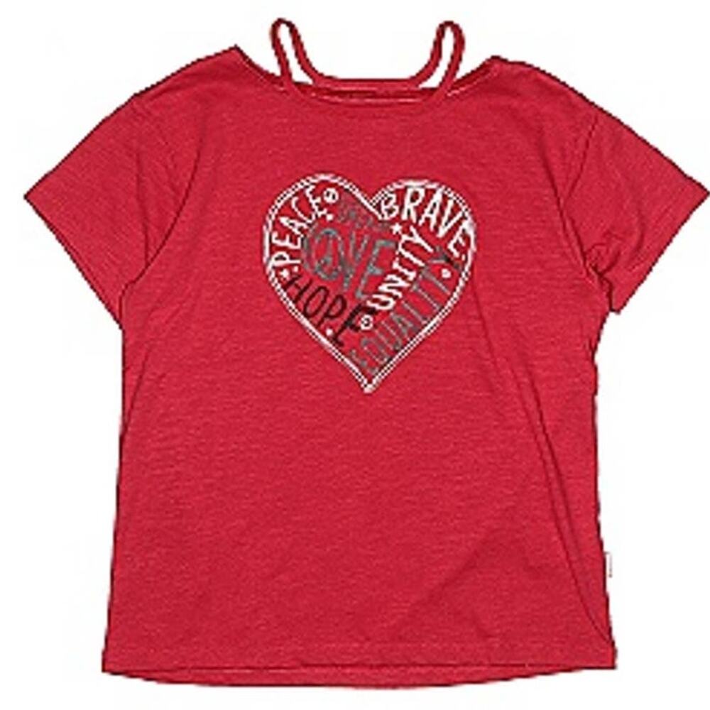 BCBGirls Red Short Sleeve T-Shirt Size 6 (Youth) Encouragement LOve Hope